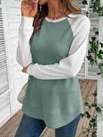 Waffle Knit Raglan Sleeve T-Shirt