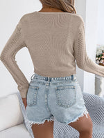Openwork Tie Front Long Sleeve Cardigan