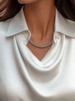 Satin Collar Long Sleeve Blouse