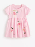 Children's Cute Cartoon Graphic Short Sleeve Dress