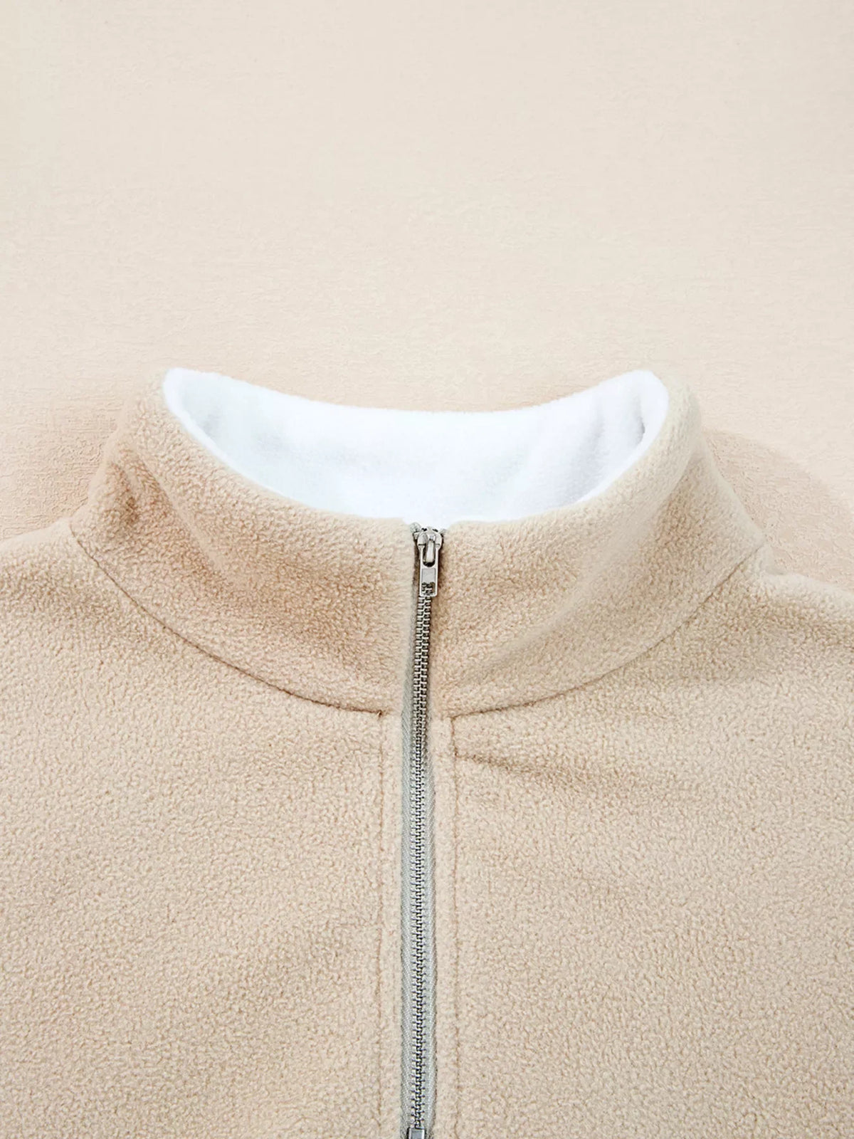 Fleece Colorblock Patchwork Zipped Neck Pullover Sweatshirt