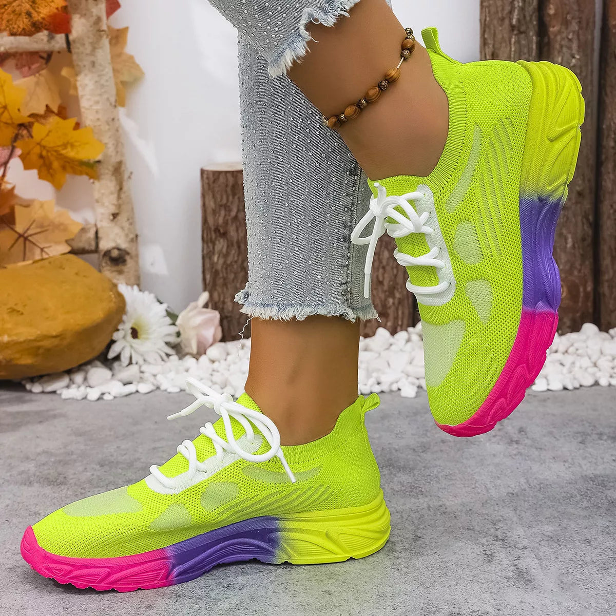 Lace Up Round Toe Sneakers