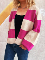 Color Block Open Front Cardigan