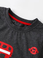 Children's Bus Graphic Round Neck T-Shirt