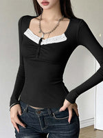 Lace Trim Long Sleeve T-Shirt