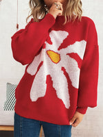 Flower Dropped Shoulder Sweater