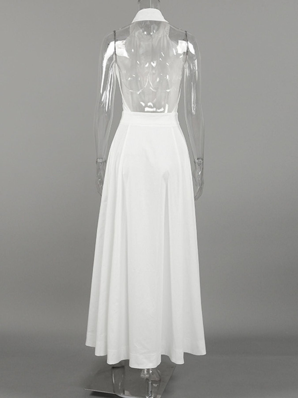 Backless Sleeveless Button Front Maxi Dress