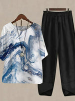 Printed Half Sleeve Top and Pants Set