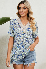Floral V-Neck Short Sleeve T-Shirt