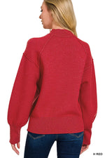 Zenana Viscose Mock Neck Exposed Seam Sweater