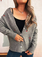 Ribbed Button-Front Knit Cardigan