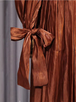 Front Twisted Draped Long Sleeve Maxi Dress