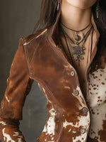 Cow Print Button Up Blazer