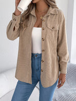 Casual Corduroy Button-Up Shacket