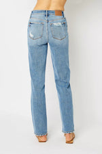 Judy Blue Full Size High Waist Straight Jeans with Heavy Destroy Plus Size