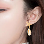 4 Pair 18K Gold-Plated Shell Minimalist Earrings