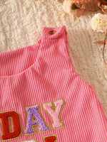 Children's Plaid Hem Corduroy Sleeveless Dress