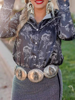 Printed Button Up Long Sleeve Shirt