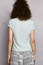 POL Round Neck Short Sleeve Crop T-Shirt with Lace Trim