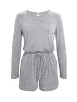Long Sleeve Drawstring Romper