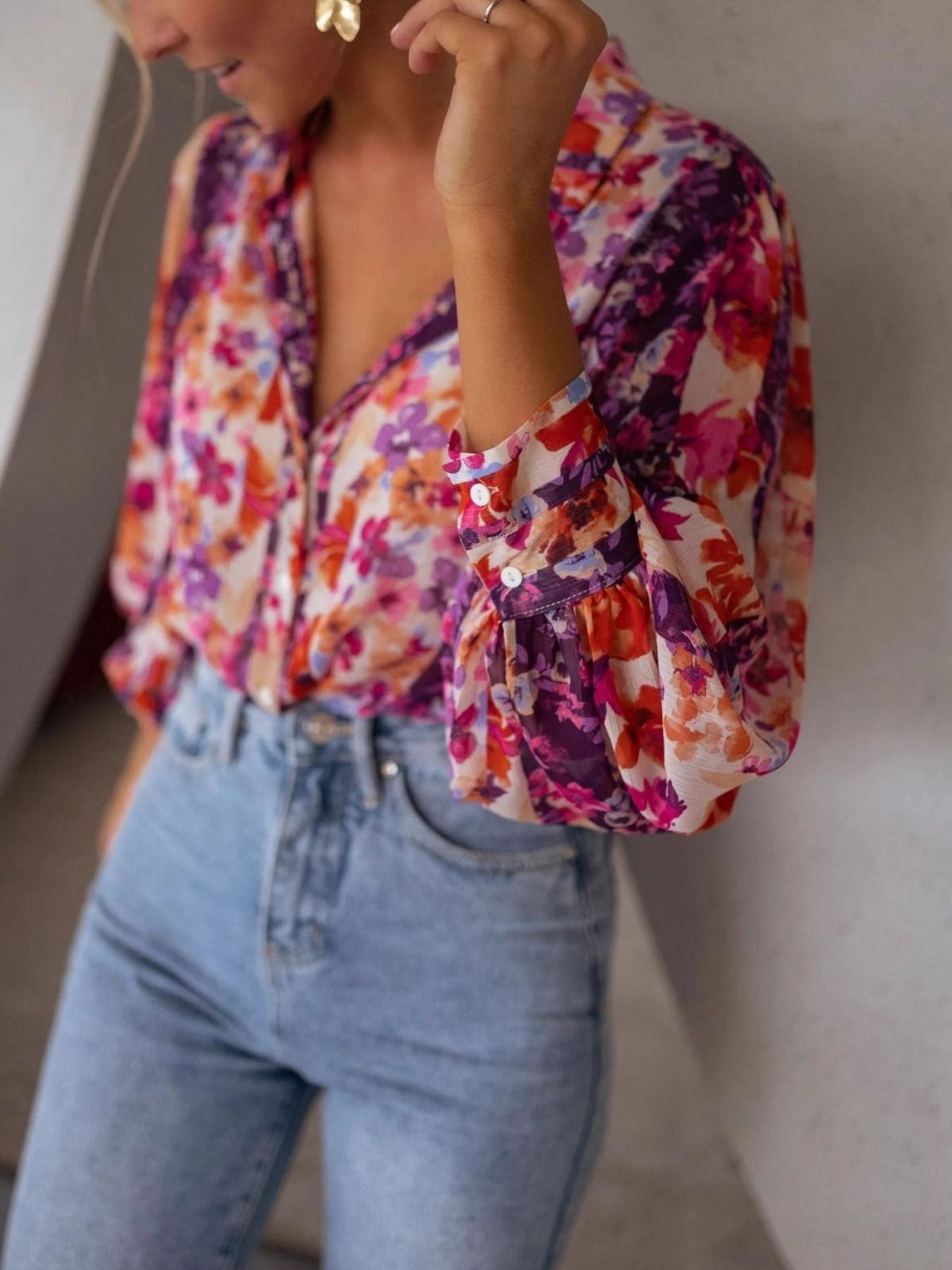 Floral Print Button Up Shirt