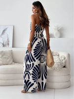 Printed Strapless Wide-Leg Jumpsuit