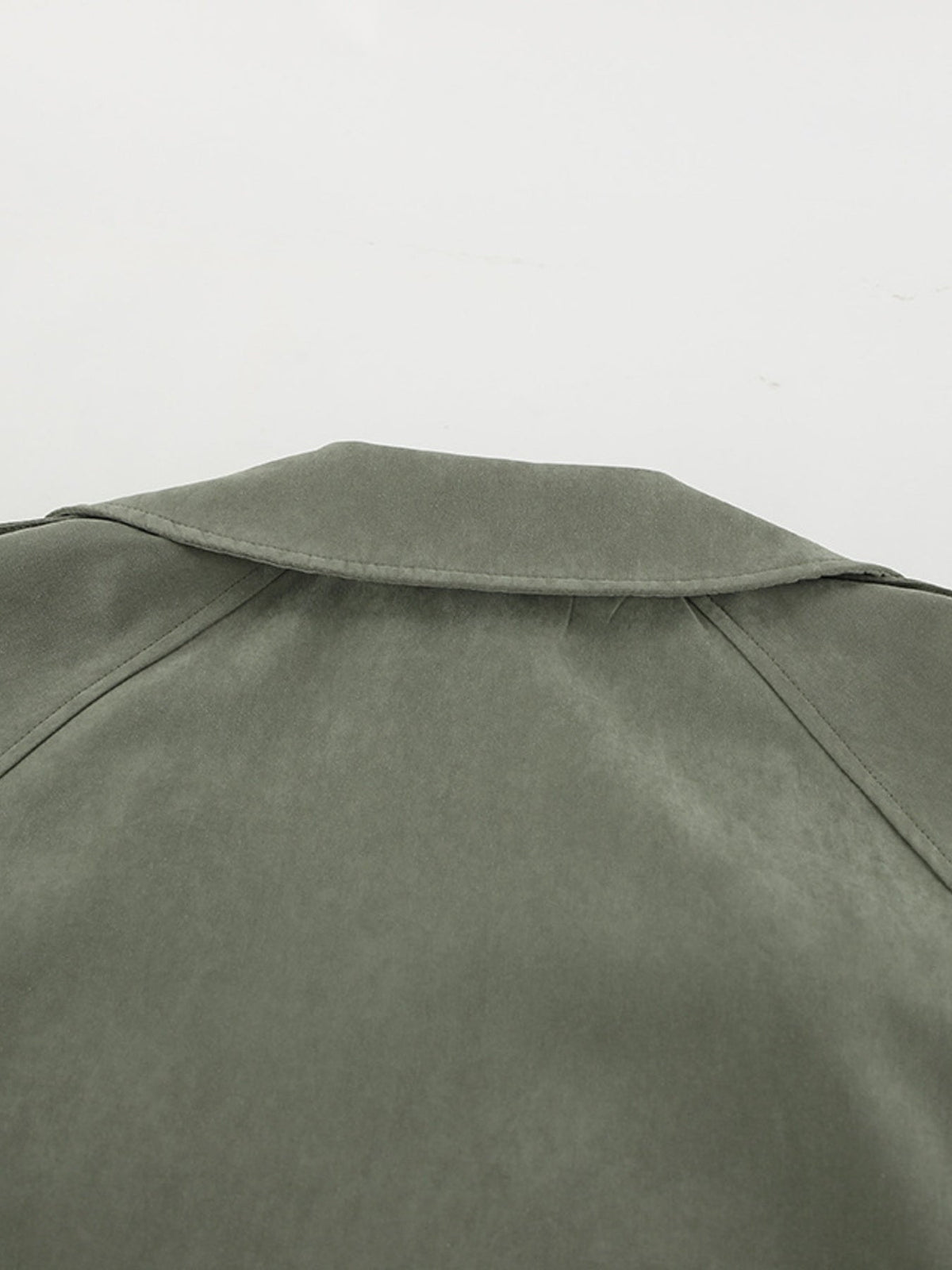 Lapel Collar Tie Waist Trench Jacket