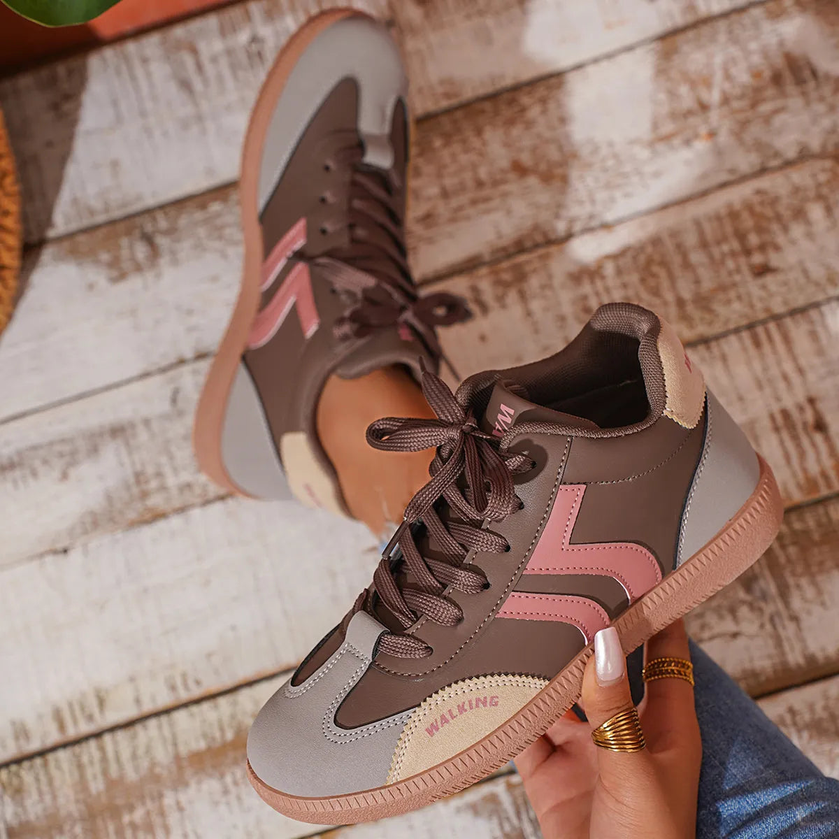 Round Toe Lace Up Sneakers
