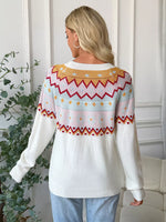 Geometric Round Neck Long Sleeve Sweater