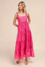 SO ME Stripe Tiered Maxi Dress with Colorful Chain Strap
