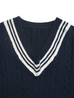 Contrast Striped V-Neck Sweater
