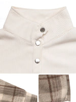 Snap Down Plaid Long Sleeve Sweatshirt