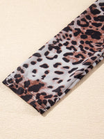 Leopard Print Long Sleeve Mock Neck Bodysuit