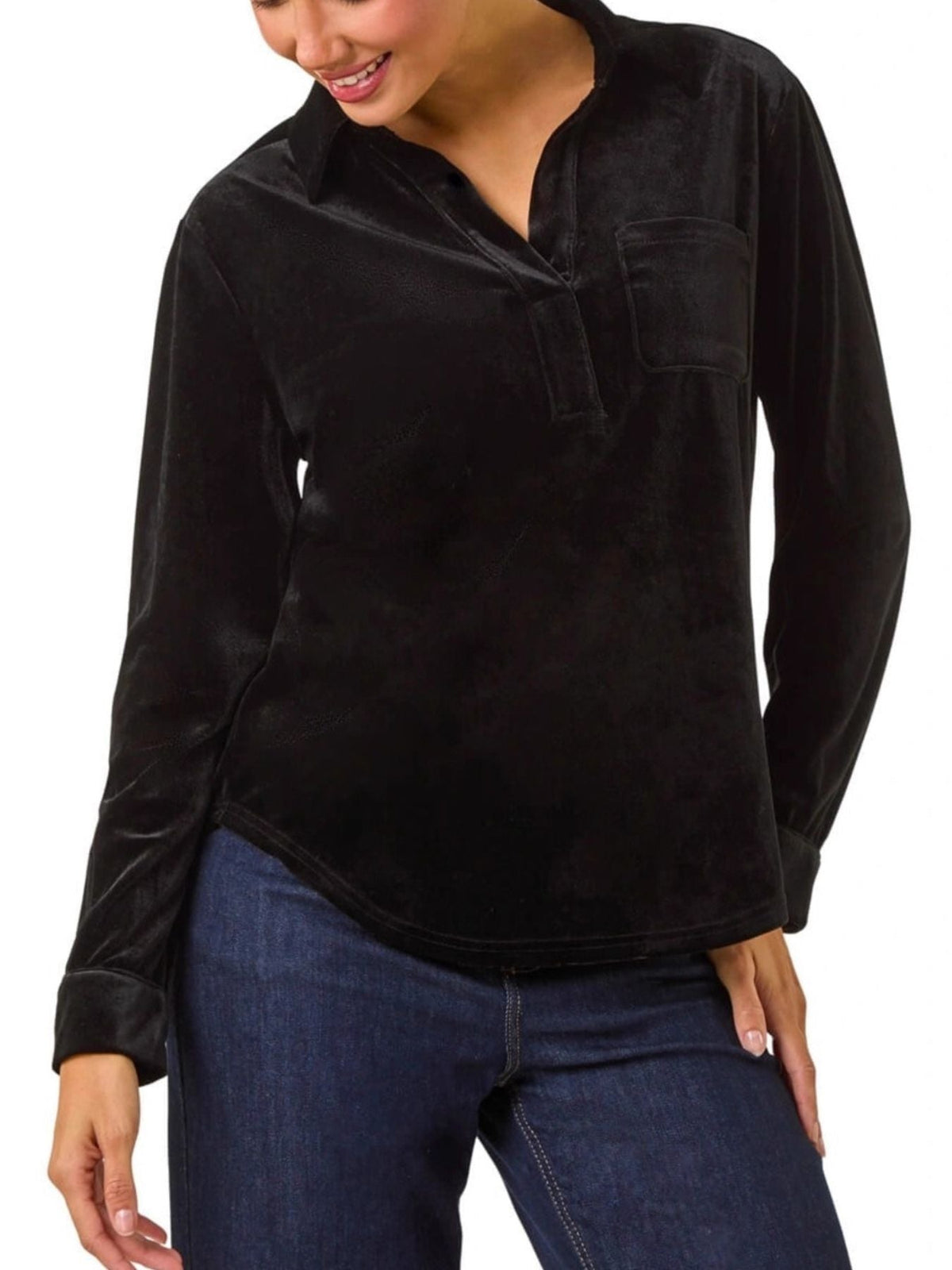 Velvet Long Sleeve Blouse