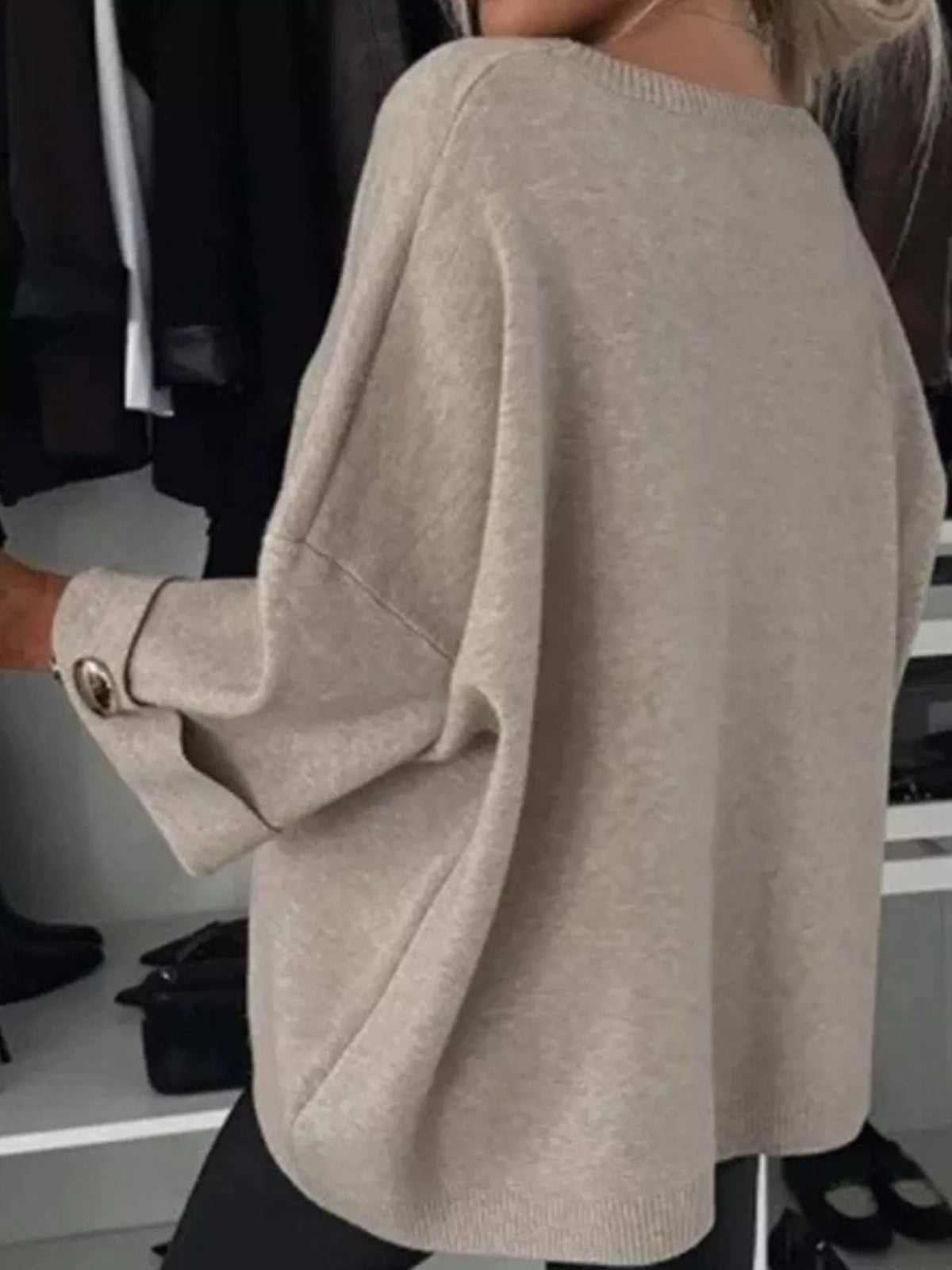 Full Size Round Neck Drop Shoulder Top with Ribbed Trim Plus Size