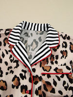 Leopard and Striped Trim Shirt and Pants Set