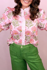 Floral Print Puff Sleeve Blouse