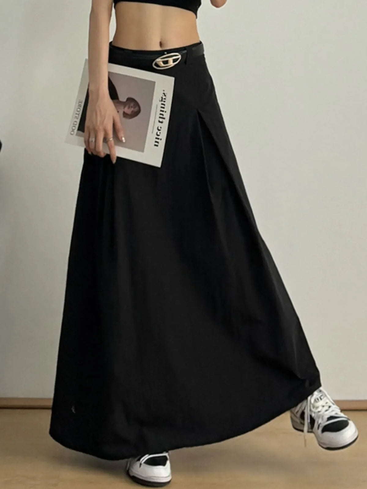 High Waist A-Line Maxi Skirt