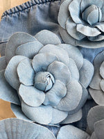 Floral Applique Strapless Denim Dress