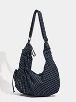 Plaid Pattern Ruched Shoulder Bag