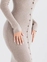 Button Front Long Sleeve Sweater Dress