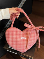 Heart-Shaped Plaid Shoulder Bag