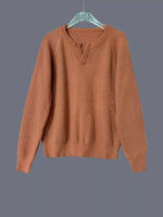 Notched Long Sleeve Sweater