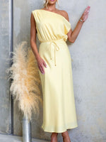 One-Shoulder Tied Midi Dress