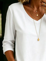 Full Size V-Neck 3/4 Sleeve T-Shirt Plus Size
