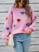 Angel Wings Heart Round Neck Long Sleeve Sweater