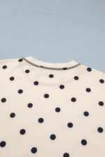Exposed Seam Detail Polka Dot Loose Tee Drawstring Shorts Set