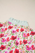 Printed Collared Neck Short Sleeve Blouse