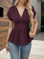 Surplice Short Sleeve Blouse