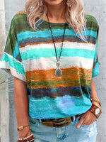 Contrast Round Neck Casual T-Shirt